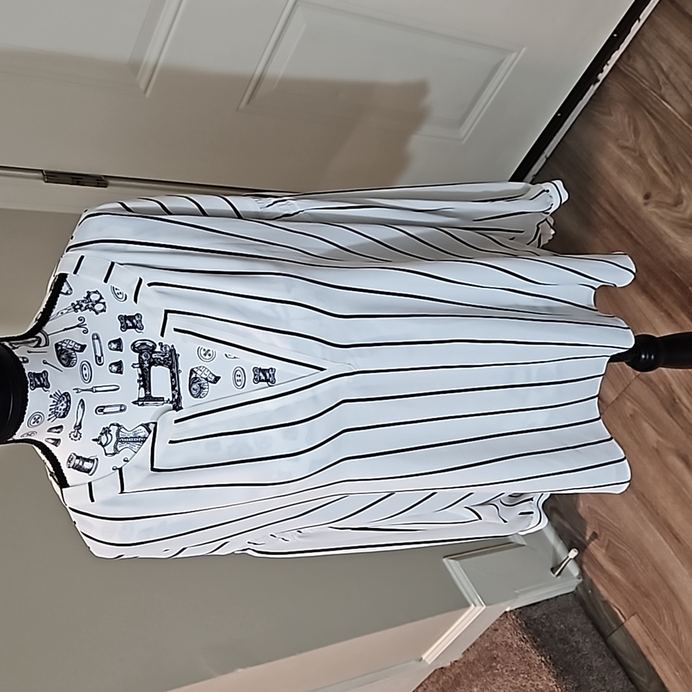 Macy's ALFANI Black and White Striped Women's Top